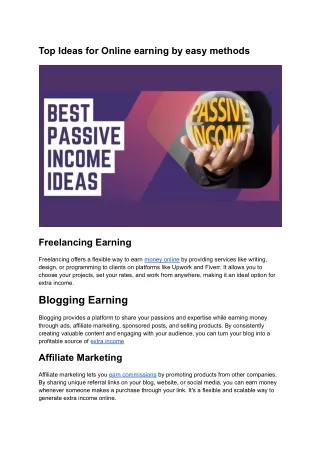 Top Ideas for Online earning by easy methods