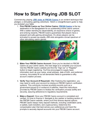 How to Start Playing JDB SLOT.