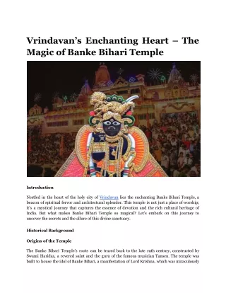 Vrindavan’s Enchanting Heart – The Magic of Banke Bihari Temple