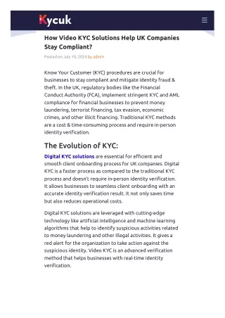 How Video KYC Solutions Help UK Companies Stay Compliant?