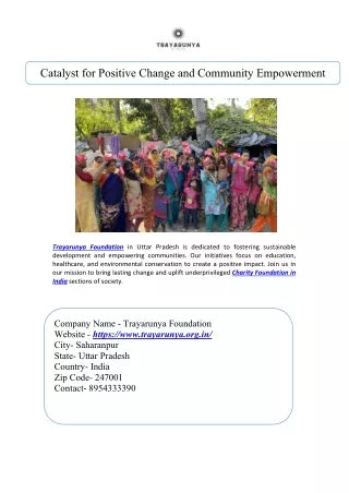 Catalyst for Positive Change and Community Empowerment