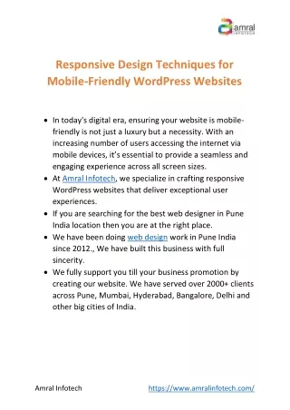 Responsive Design|Mobile-Friendly WordPress Websites by Amral Infotech