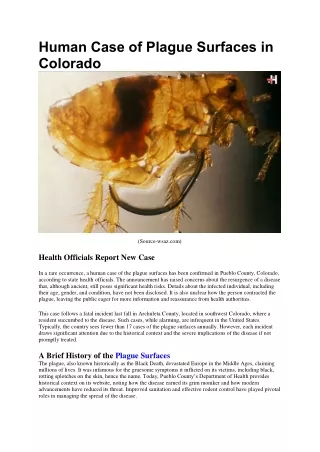 Human Case of Plague Surfaces in Colorado