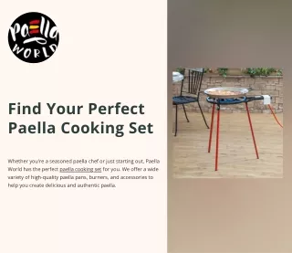 Find Your Perfect Paella Cooking Set - Paella World