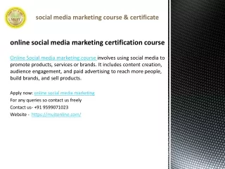 online social media marketing certification course