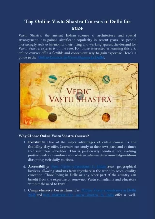 Top Online Vastu Shastra Courses in Delhi for 2024