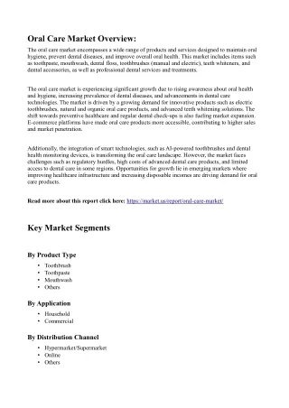 Oral Care Market: The Impact of Lifestyle and Dietary Habits on Demand