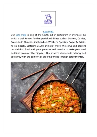 Eats India at Evandale - Authentic Indian Cuisine | Order Online