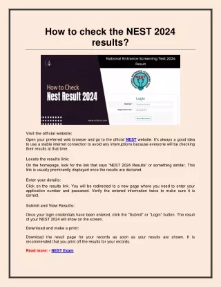 How to check the NEST 2024 results