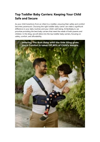 Best Toddler Baby Carriers in India: Safe and Secure Options | Buttbaby