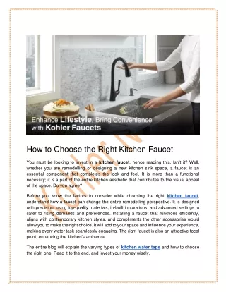 A Guide to Choosing the Right Kitchen Faucet - Kohler Nepal