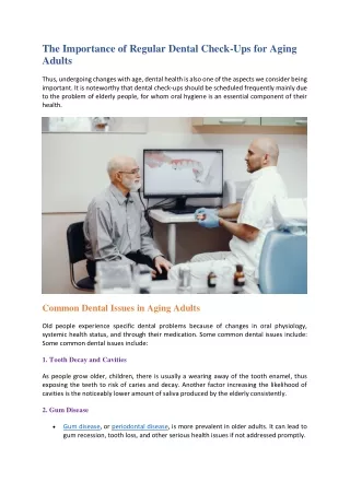 The Importance of Regular Dental Check-Ups for Aging Adults