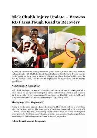 Nick Chubb Injury Update – Browns RB Faces Tough Road to Recovery