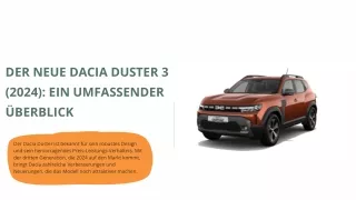 DER NEUE DACIA DUSTER 3 (2024) EIN UMFASSENDER ÜBERBLICK