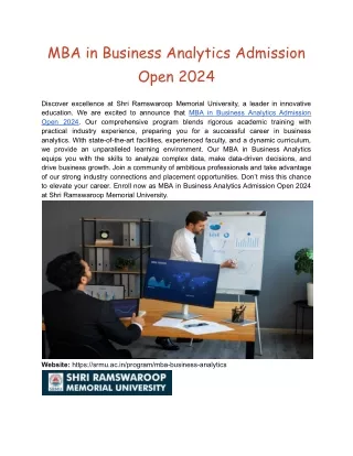 MBA in Business Analytics Admission Open 2024