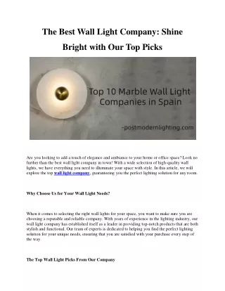 The Best Wall Light Company