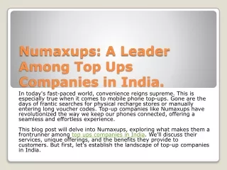 A Leader Among Top Ups Companies in India.