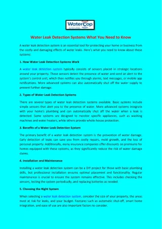 Water Leak Detection Systems What You Need to Know