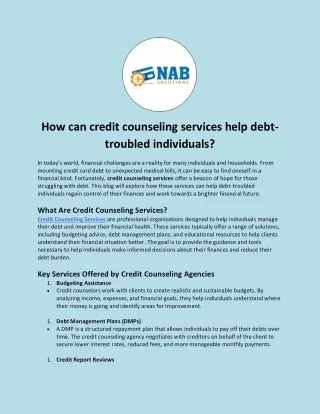 How can credit counseling services help debt-troubled individuals?