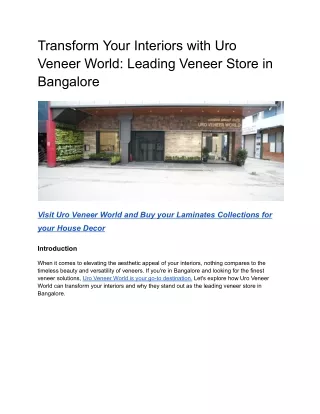 Transform Your Interiors with Uro Veneer World_ Leading Veneer Store in Bangalore