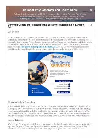 Common Conditions Treated by the Best Physiotherapists in Langley, BC