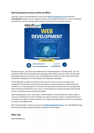 Web Development Course Online & Offline