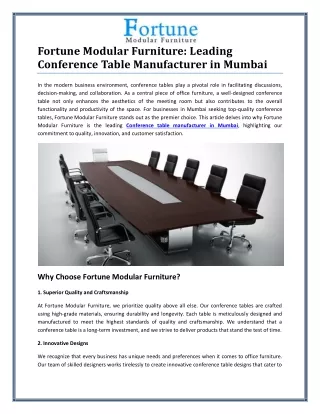 High-Quality Conference Table Manufacturer in Mumbai