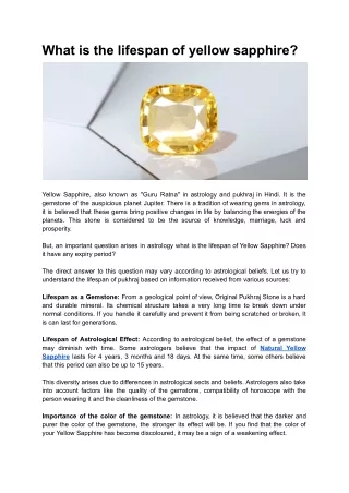 What is the lifespan of yellow sapphire (1)