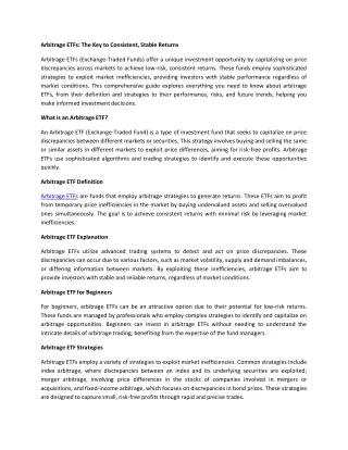 Arbitrage ETF