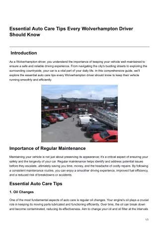 Essential Auto Care Tips Every Wolverhampton Driver Should Know