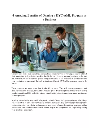 4 Amazing Benefits of Owning a KYC-AML Program as a Business