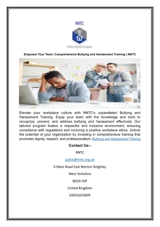 Empower Your Team: Comprehensive Bullying and Harassment Training | NNTC
