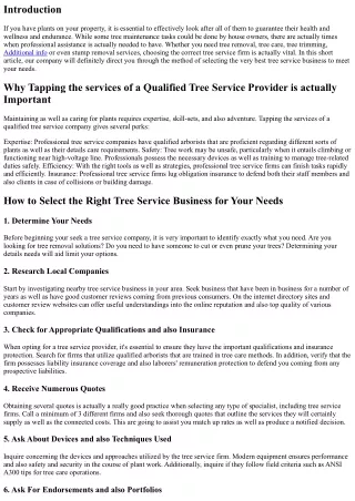 Just how to Decide On the Right Tree Service Provider for Your Requirements