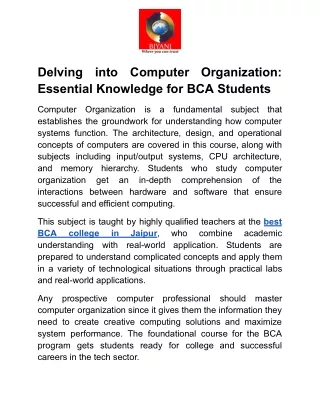 Delving into Computer Organization_ Essential Knowledge for BCA Students