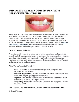 Best Cosmetic Dentistry Services in Chandigarh - Dentafix