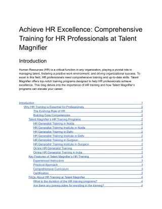 Achieve HR Excellence_ Comprehensive Training for HR Professionals at Talent Magnifier