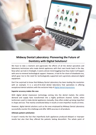 Midway Dental Laboratory: Pioneering the Future of Dentistry with Digital Soluti