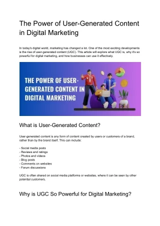 The Power of User-Generated Content in Digital Marketing