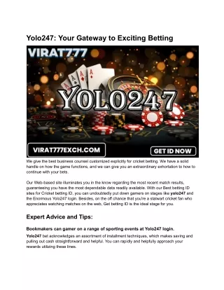 Yolo247_ Your Gateway to Exciting Betting