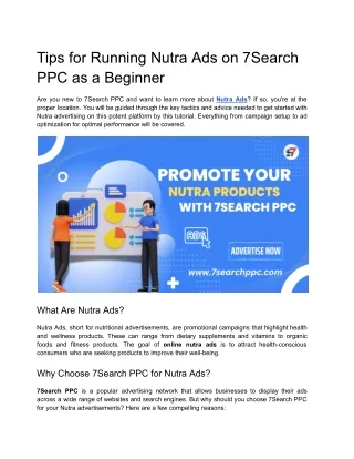 Tips for Running Nutra Ads on 7Search PPC as a Beginner