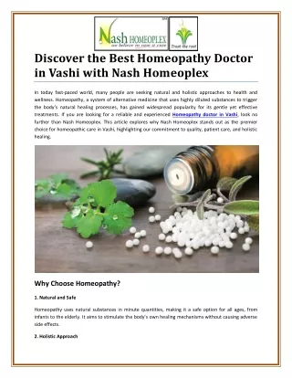 Expert Homeopathy Doctor in Vashi