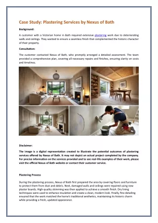 Case Study Plastering Services by Nexus of Bath