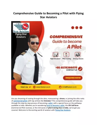 Comprehensive Guide to Becoming a Pilot with Flying Star Aviators