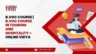 B.VOC Course | B.VOC course in Tourism and Hospitality – Online Vidya