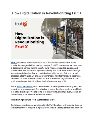 How Digitalization is Revolutionizing Frut X