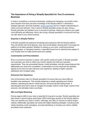 shopify specialist