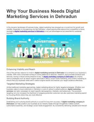 Why Your Business Needs Digital Marketing Services in Dehradun