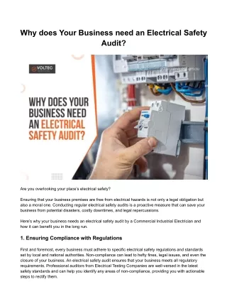 Why does Your Business need an Electrical Safety Audit?