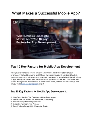 Top 10 Key Factors for Mobile App Development