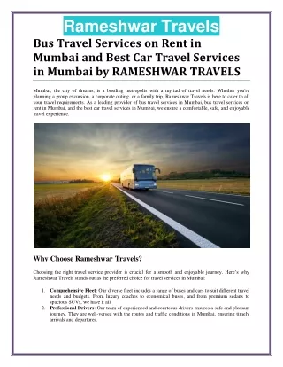 Best Car and Bus Travel Services in Mumbai